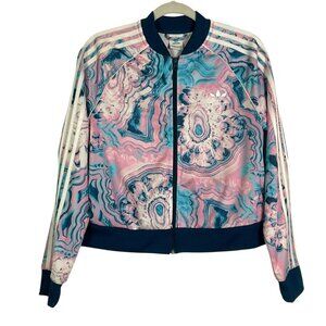Adidas Originals Girls Large Marble Cropped Track Jacket